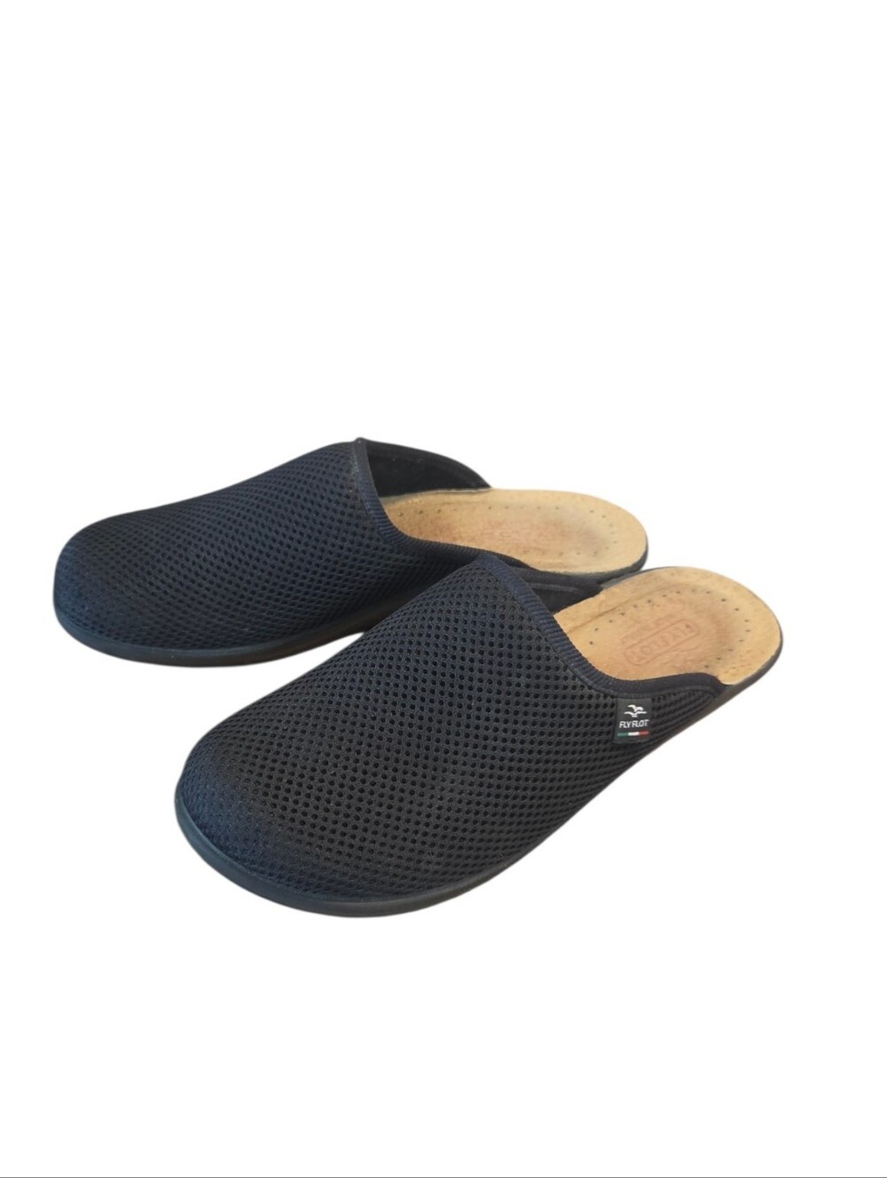 Fly Flot Black Mesh Clogs EU 39 Womens 8-8.5 Comfort Mules Made Italy